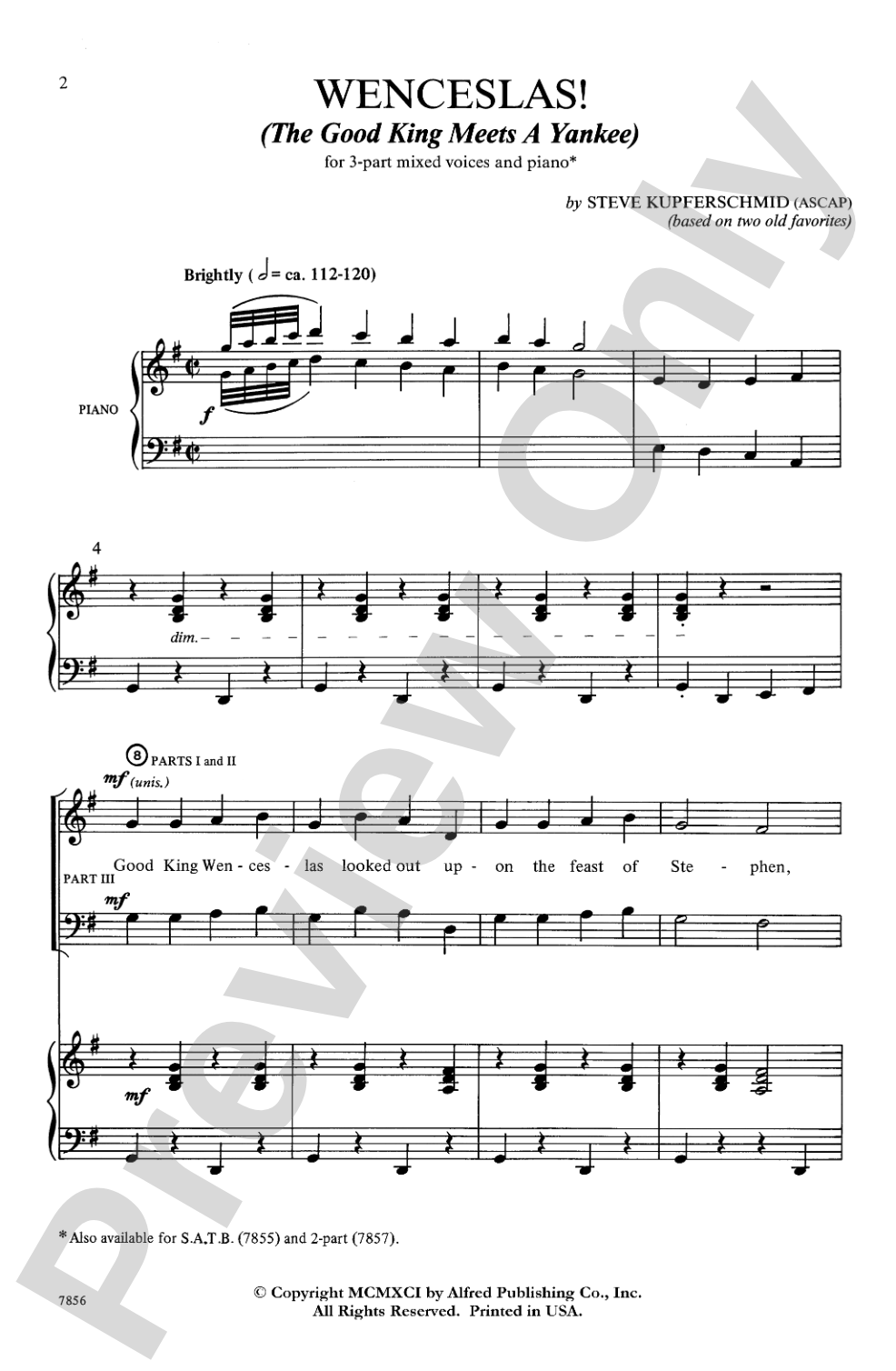 Wenceslas! (The Good King Meets a Yankee): 3-Part Mixed Choral Octavo