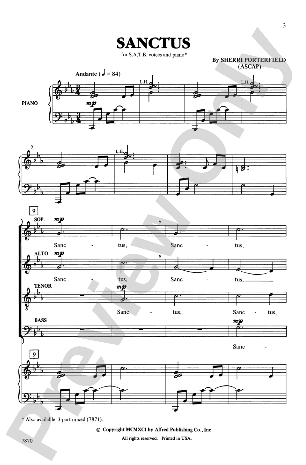 Sanctus: SATB Choral Octavo