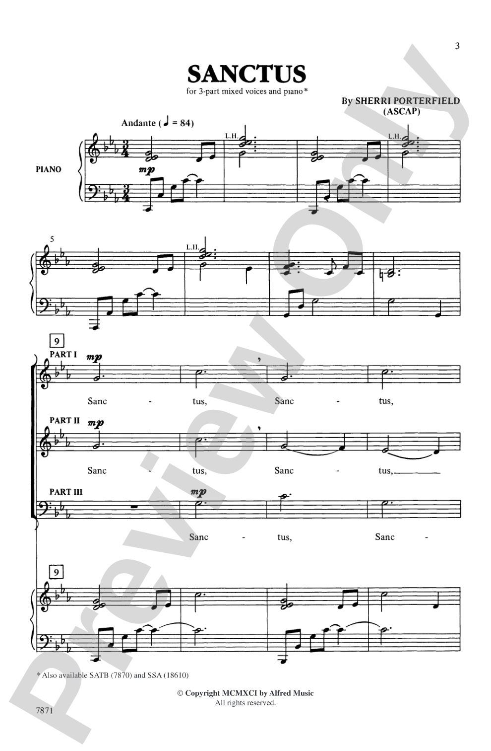 Sanctus: 3-Part Mixed Choral Octavo