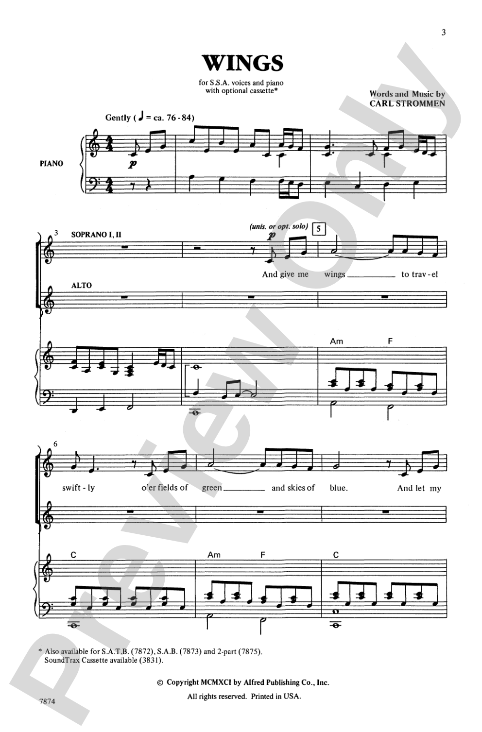 Wings: SSA Choral Octavo