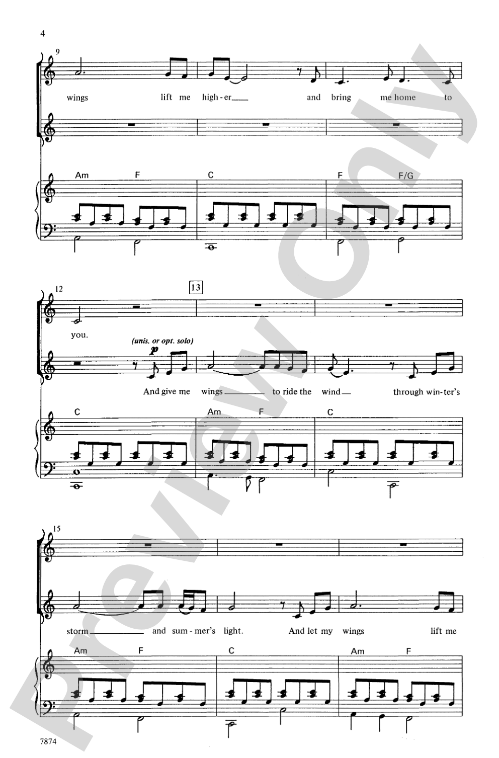 Wings: SSA Choral Octavo