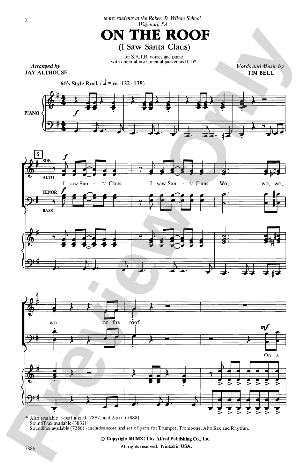 On the Roof (I Saw Santa Claus): SATB Choral Octavo
