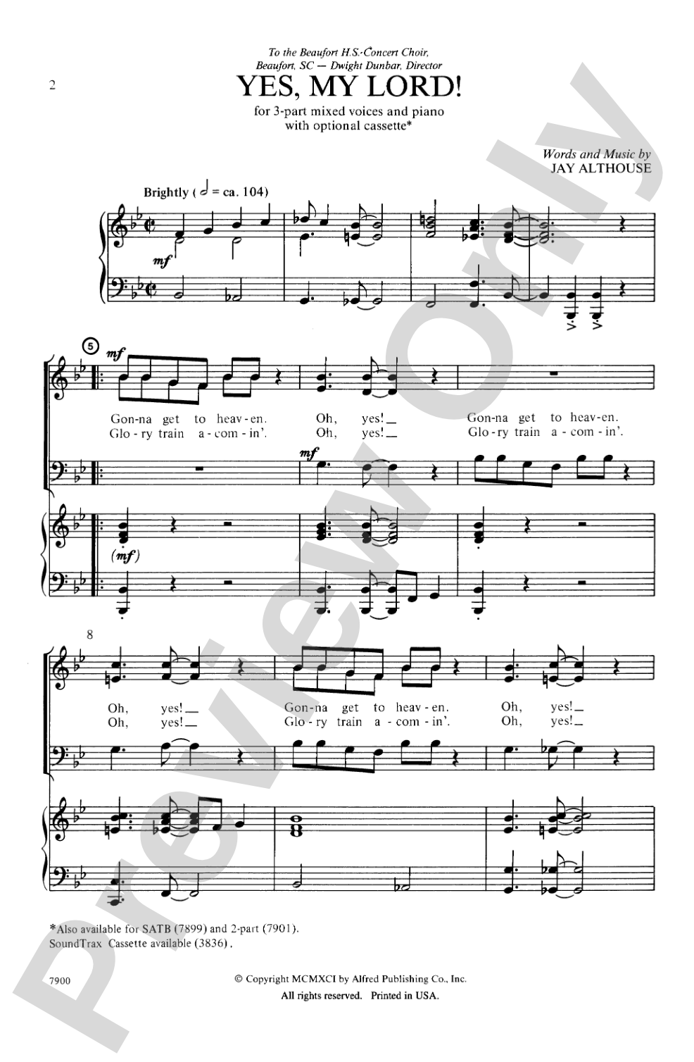 Yes, My Lord!: 3-Part Mixed Choral Octavo