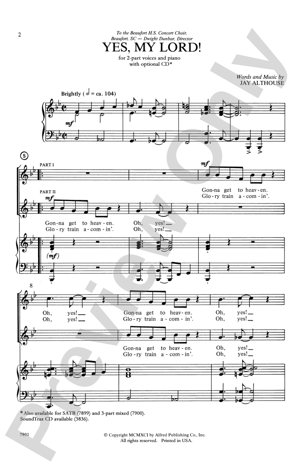 Yes, My Lord!: 2-Part Choral Octavo