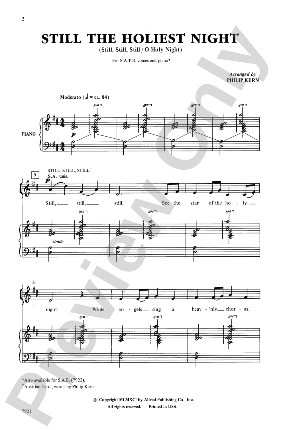Still the Holiest Night: SATB Choral Octavo