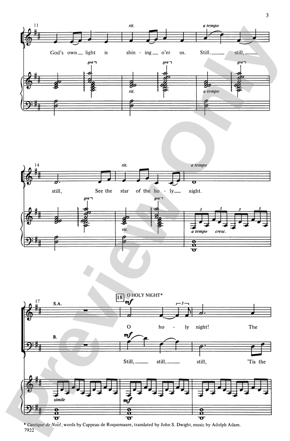 Still the Holiest Night: SAB Choral Octavo