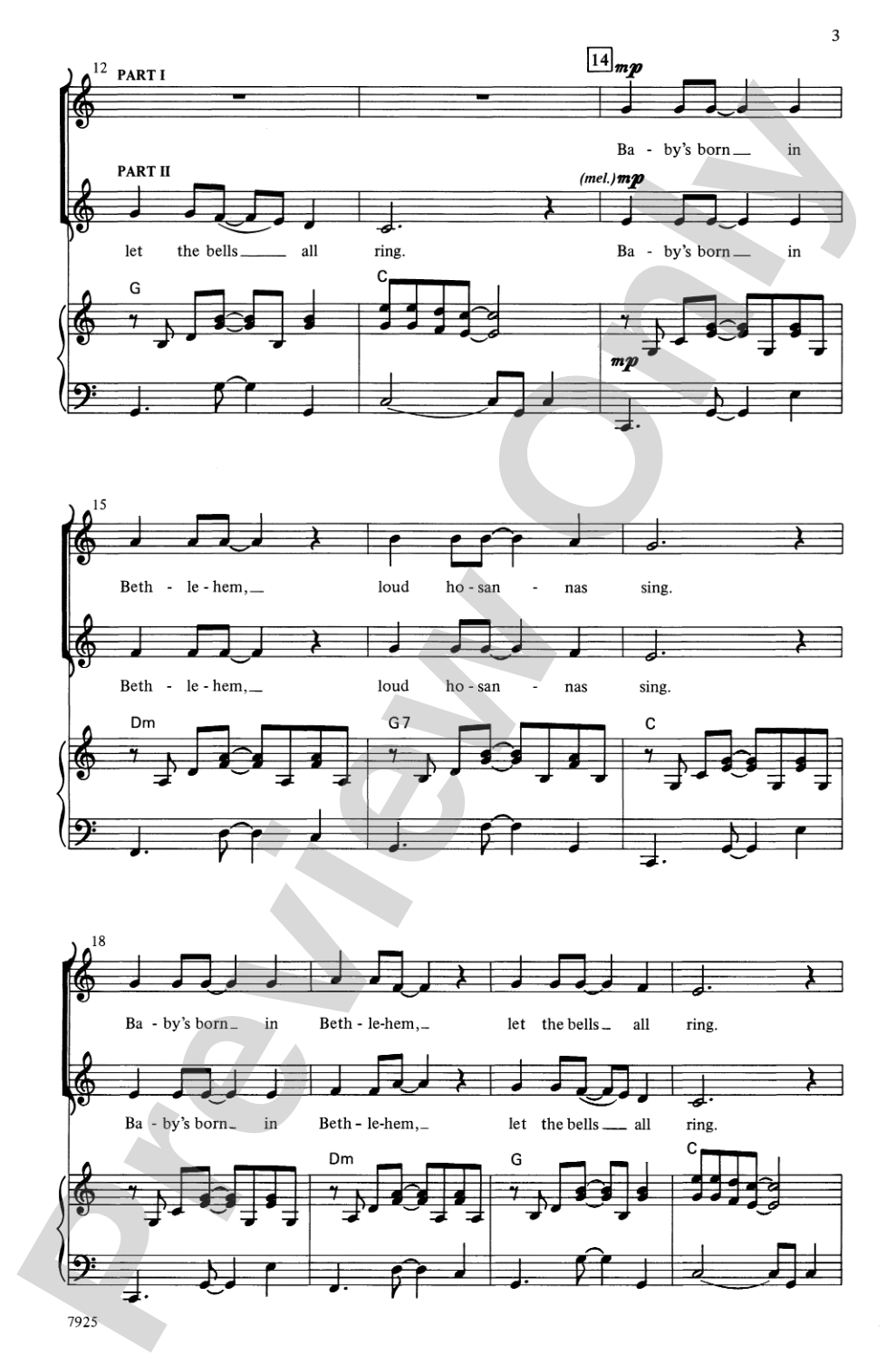 Baby's Born in Bethlehem: 3-Part Choral Octavo