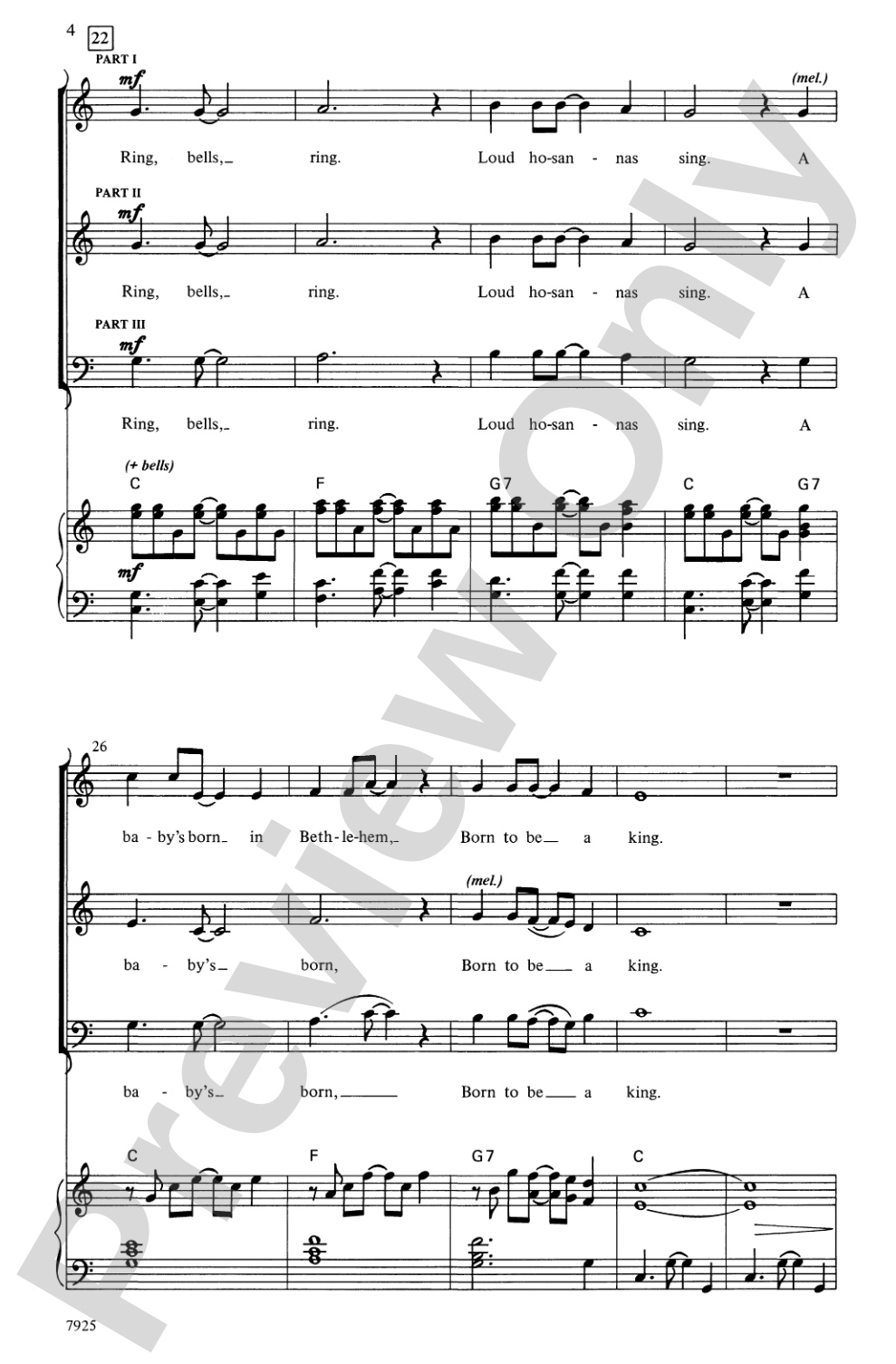 Baby's Born in Bethlehem: 3-Part Choral Octavo