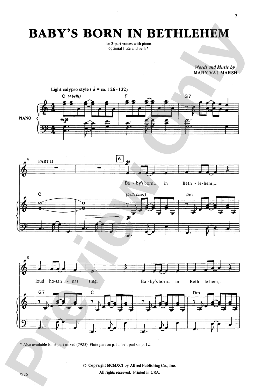 Baby's Born in Bethlehem: 2-Part Choral Octavo