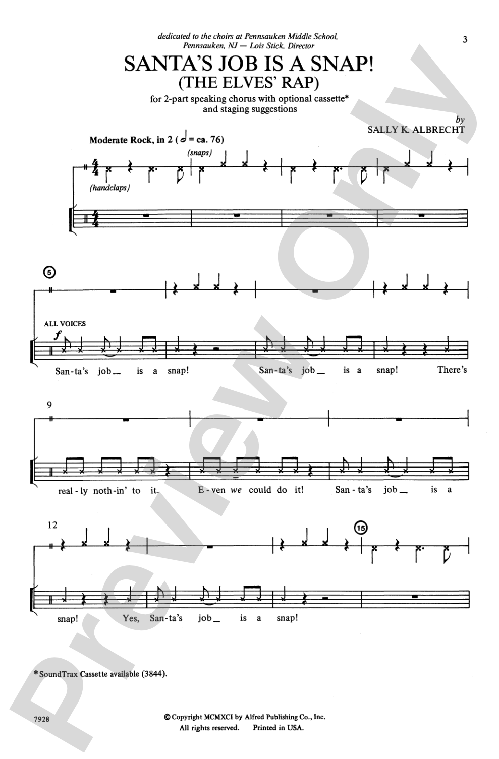Santa's Job Is a Snap! (The Elves' Rap): 2-Part Speaking Chorus (with Opt. Staging) Choral Octavo