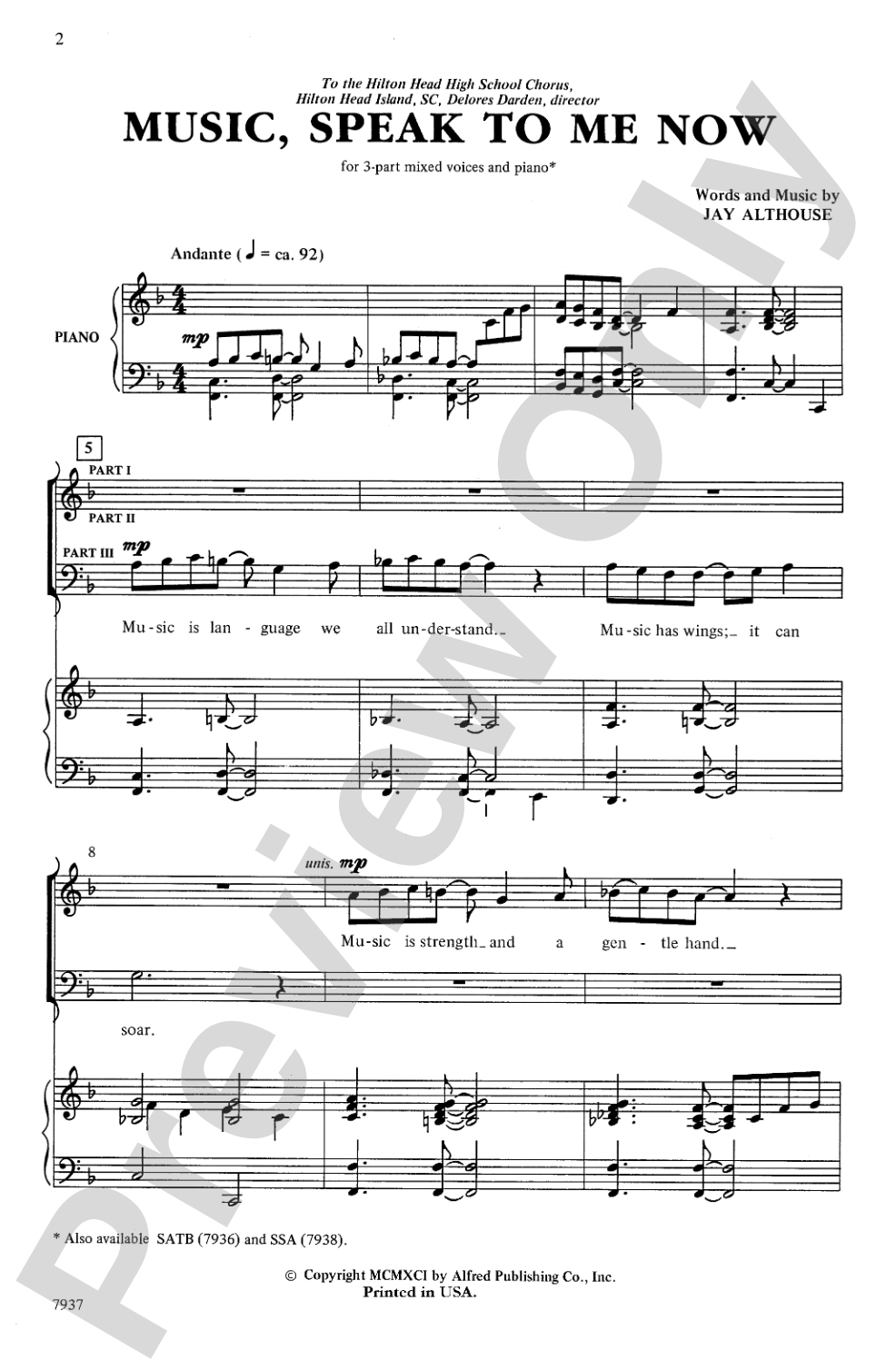Music, Speak to Me Now: 3-Part Mixed Choral Octavo