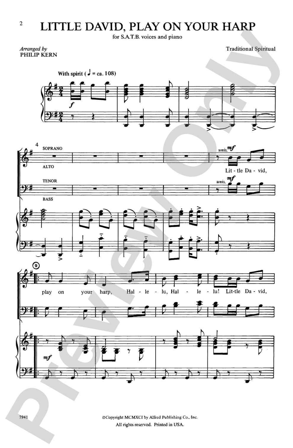 Little David, Play on Your Harp: SATB Choral Octavo