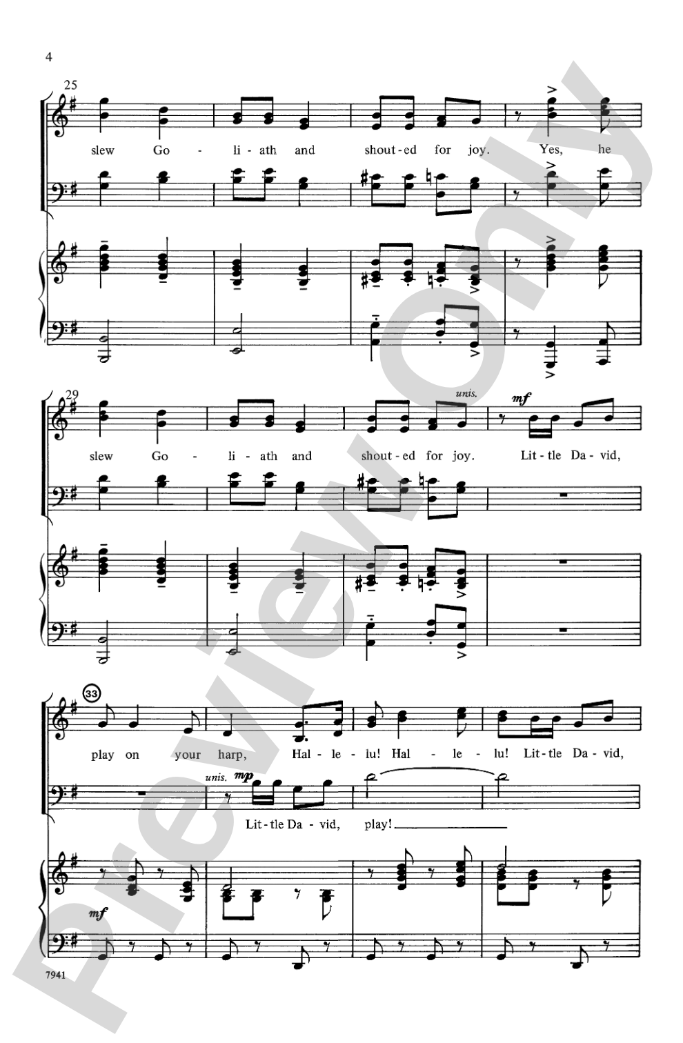 Little David, Play on Your Harp: SATB Choral Octavo