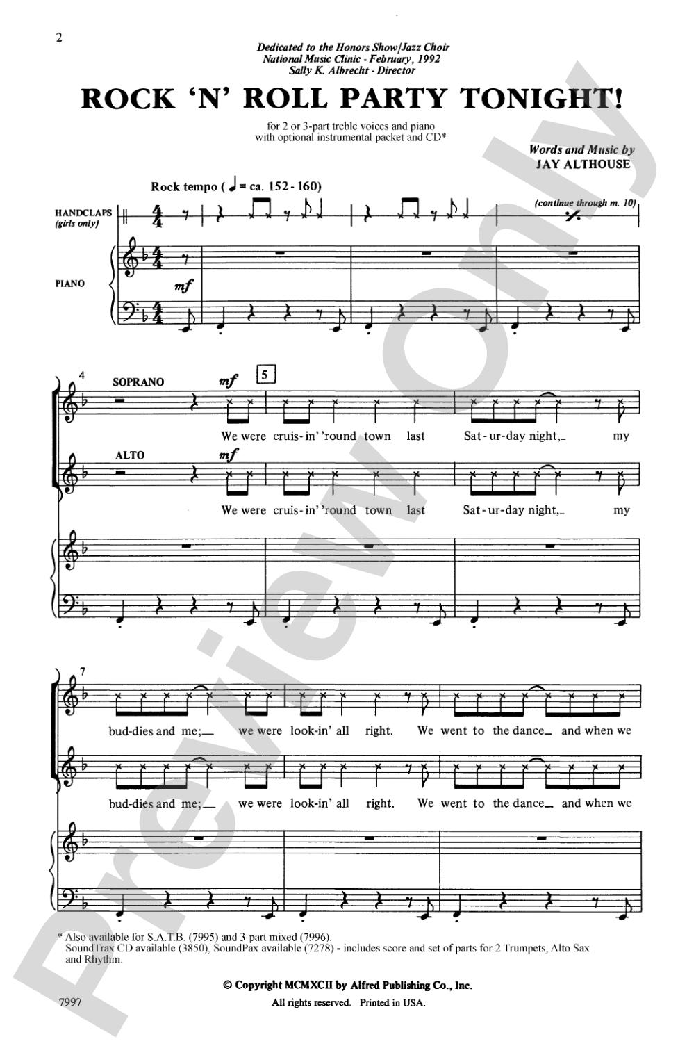 Rock 'n' Roll Party Tonight!: 2 or 3-Part Treble Choral Octavo