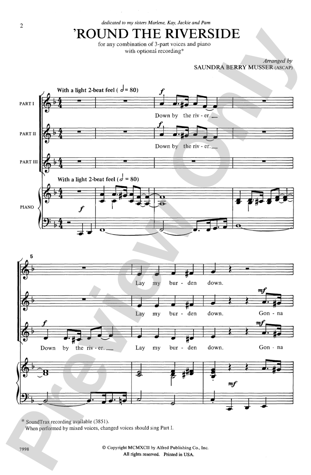 'Round the Riverside: 3-Part (any combination) Choral Octavo