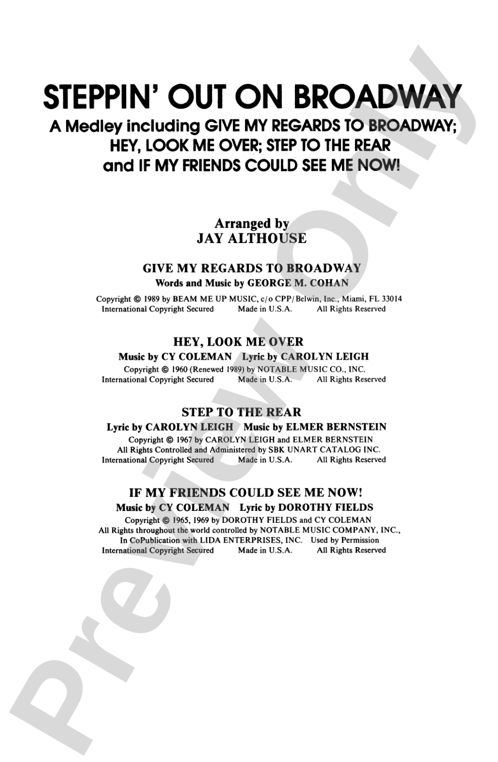 Steppin' Out on Broadway: SATB Choral Octavo