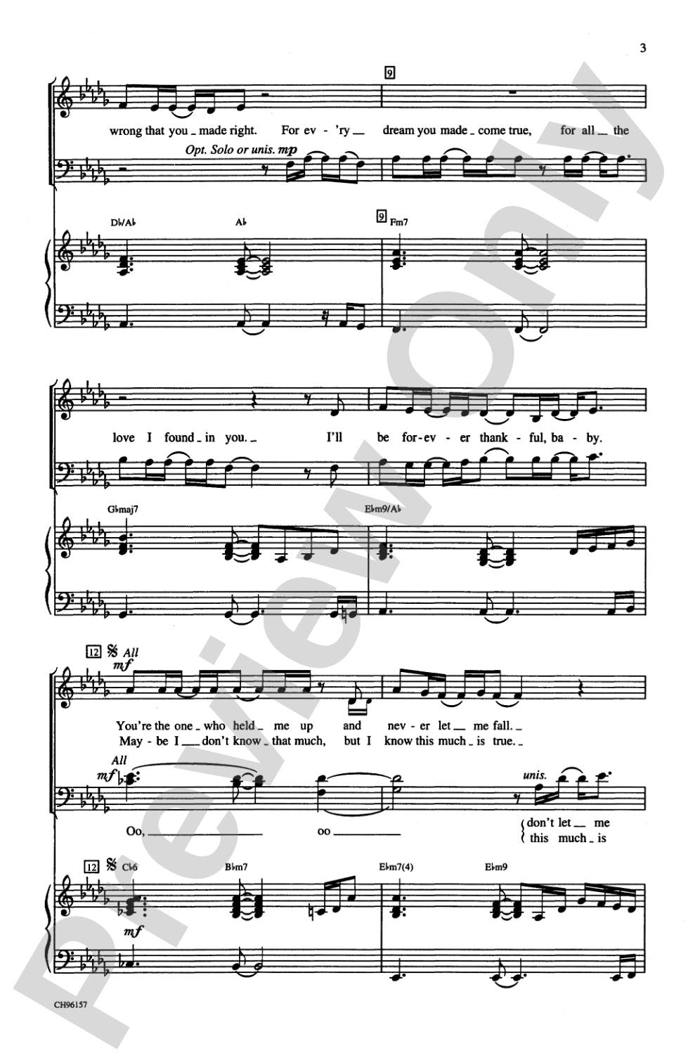 Because You Loved Me (Theme from <I>Up Close & Personal</I>): SATB Choral Octavo