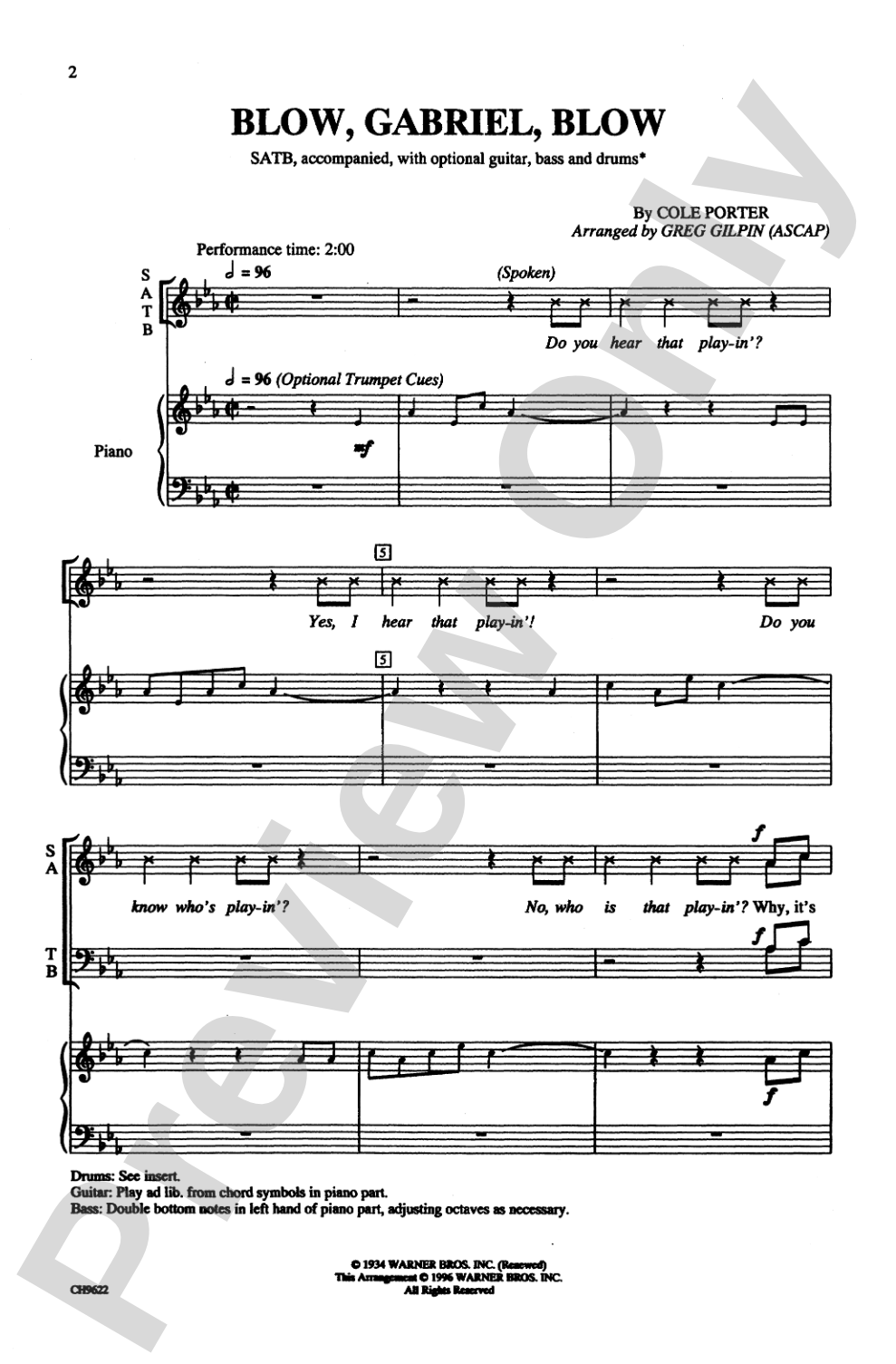 Blow, Gabriel, Blow: SATB Choral Octavo