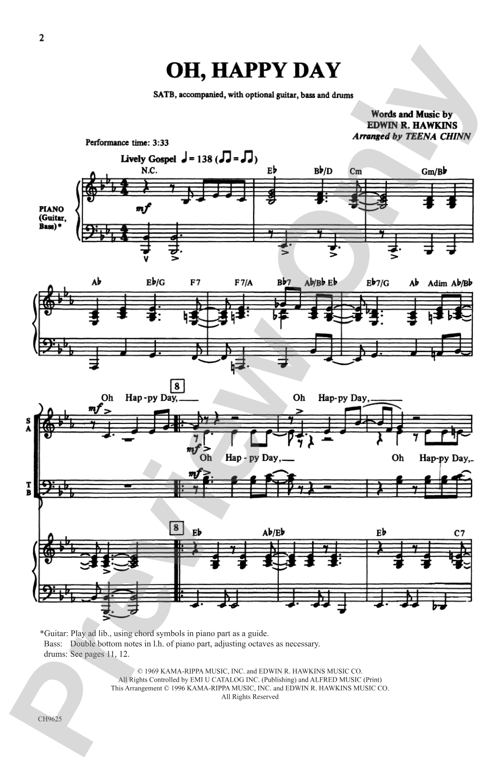Oh, Happy Day: SATB Choral Octavo