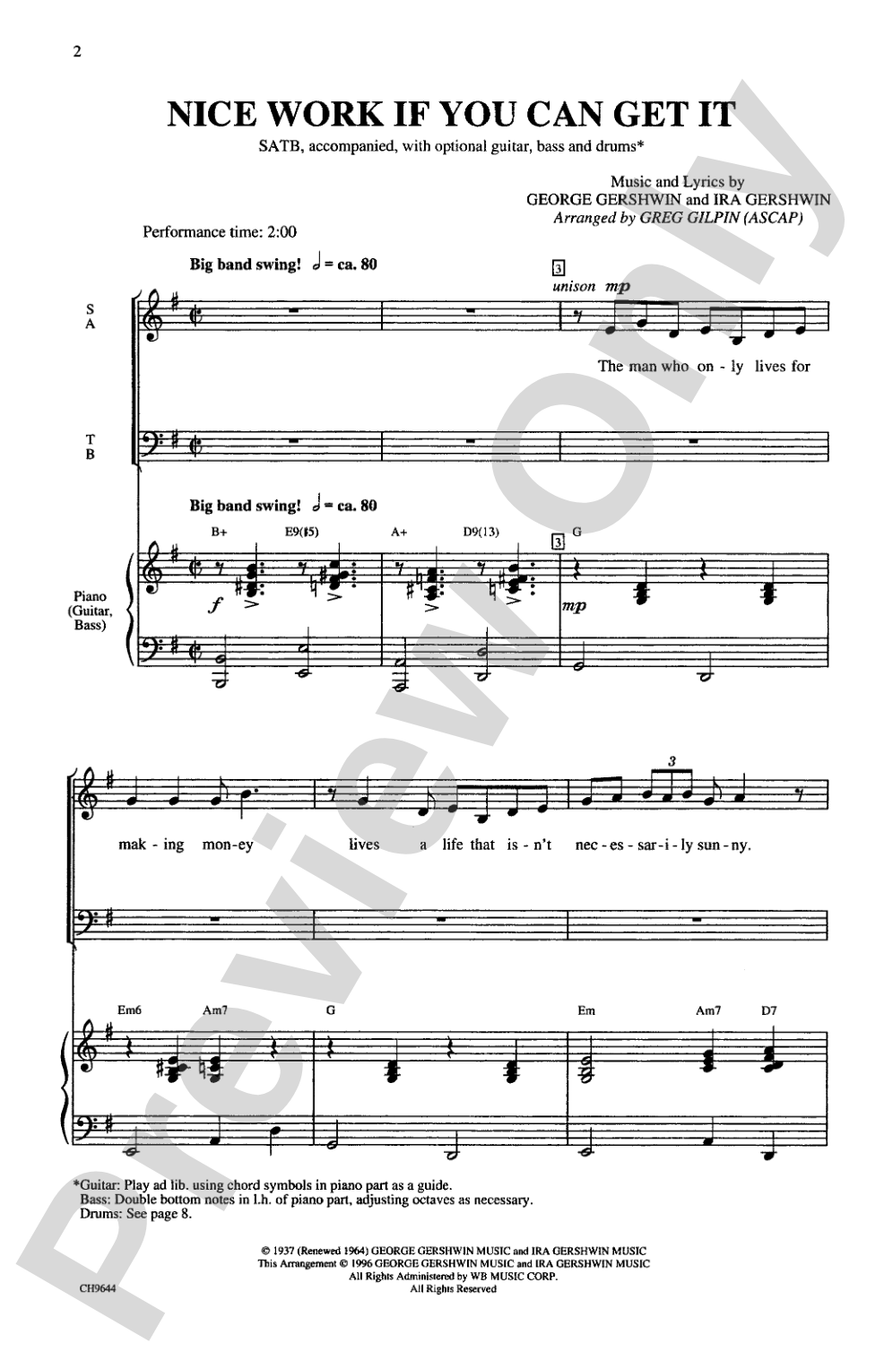 Nice Work If You Can Get It: SATB Choral Octavo
