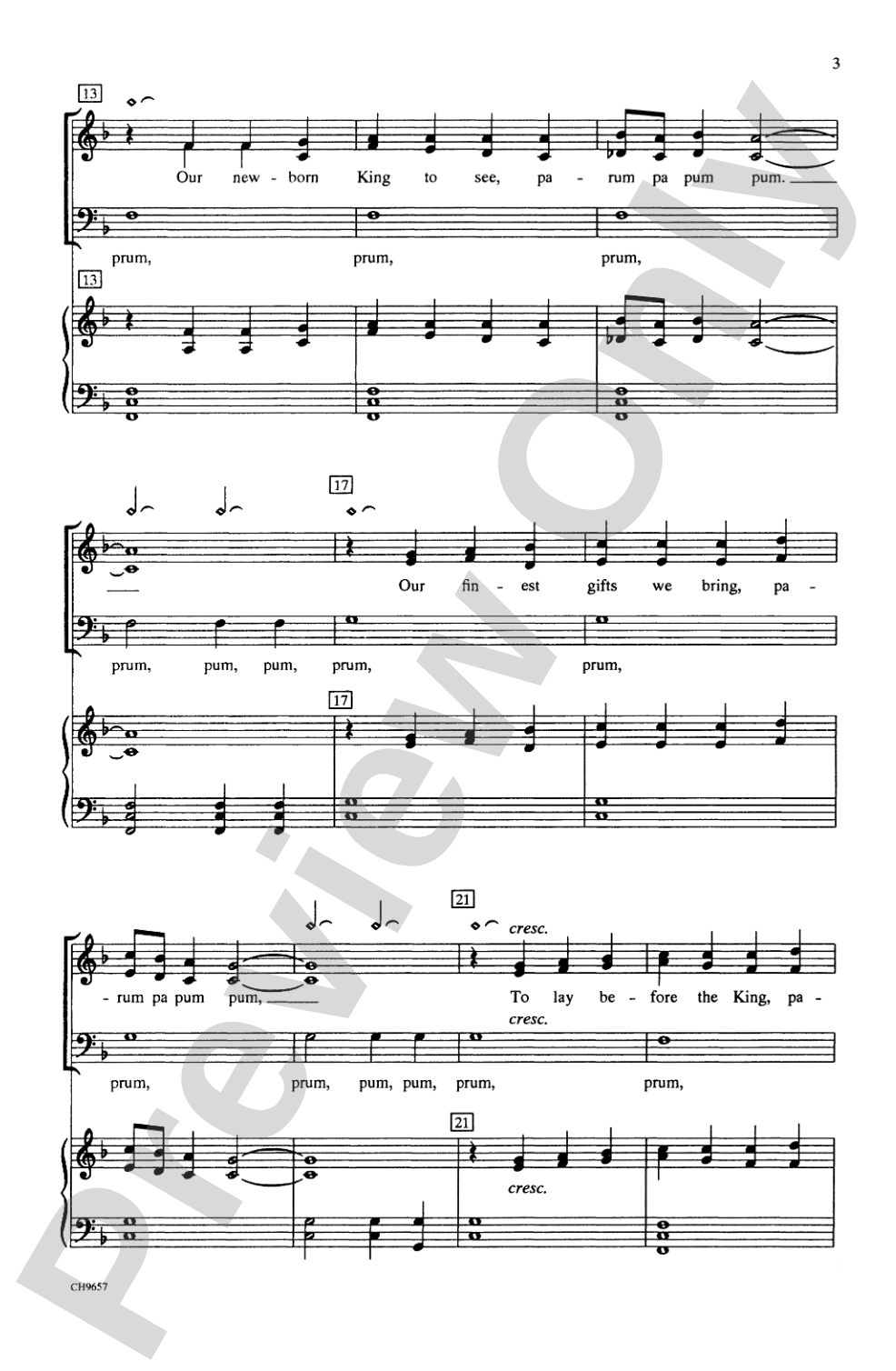 The Little Drummer Boy: 3-Part Mixed Choral Octavo