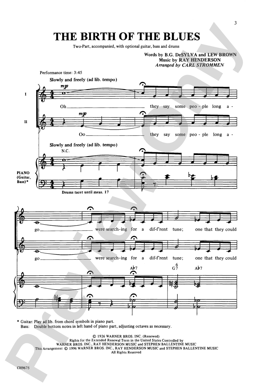 The Birth of the Blues: 2-Part Choral Octavo