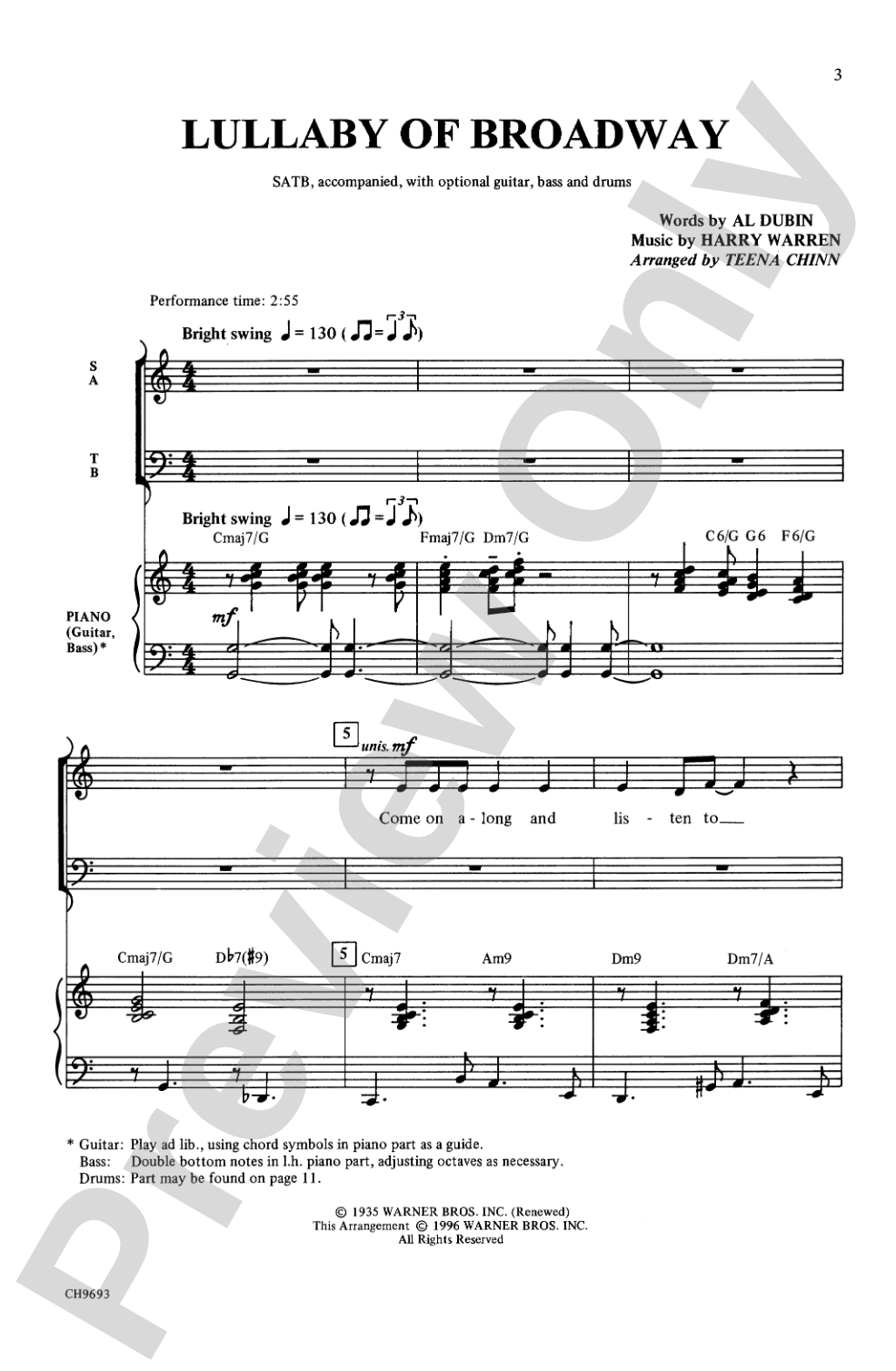 Lullaby of Broadway: SATB Choral Octavo