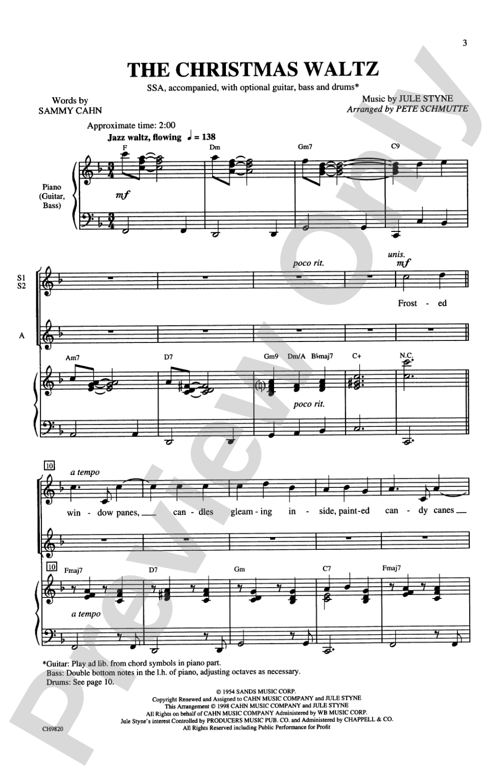 The Christmas Waltz: SSA Choral Octavo