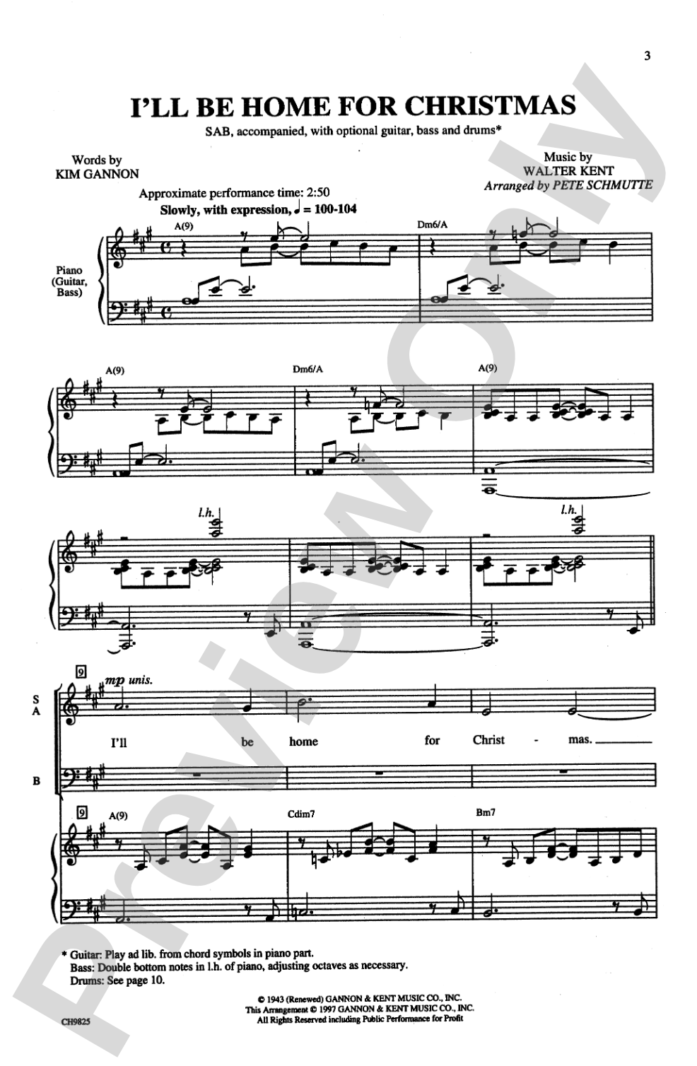 I'll Be Home for Christmas: SAB Choral Octavo