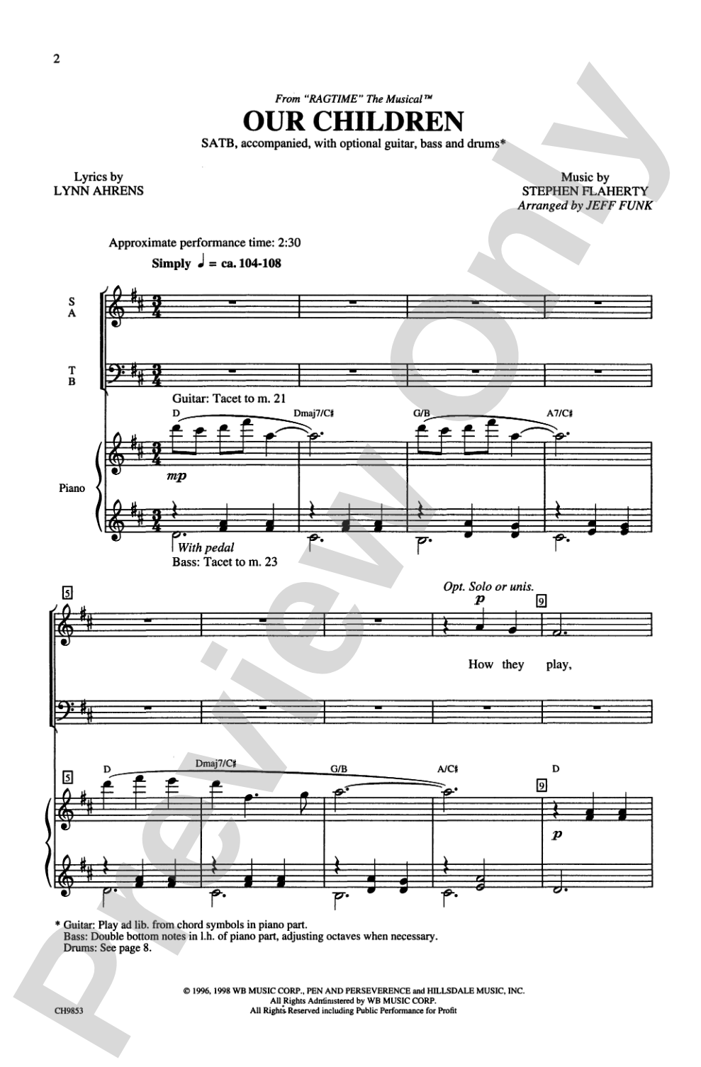 Our Children (from <I>Ragtime</I> The Musical™): SATB Choral Octavo