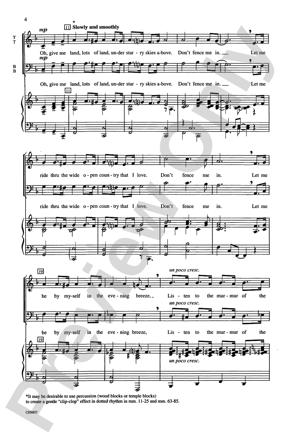 Don't Fence Me In: TTBB Choral Octavo