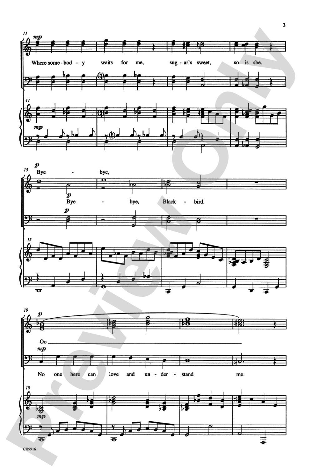 Bye Bye Blackbird: TTBB Choral Octavo