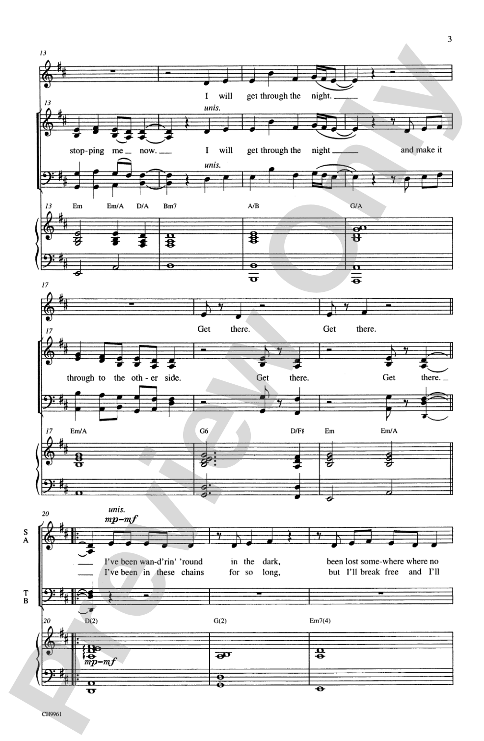 I Will Get There (from <I>The Prince of Egypt</I>): SATB Choral Octavo