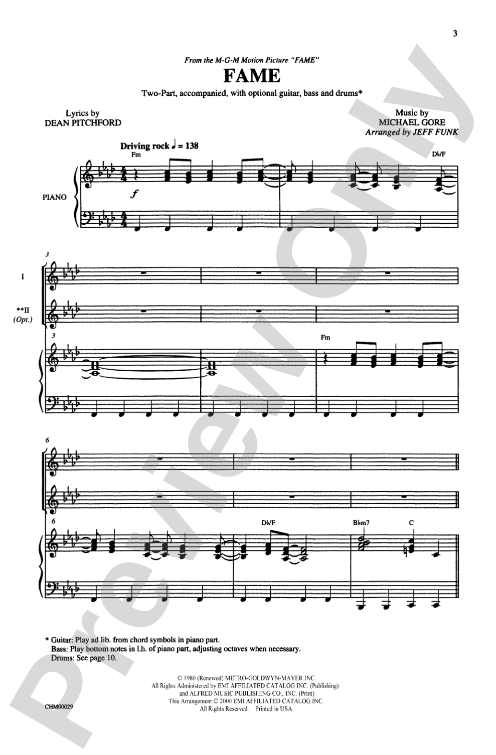 Fame: 2-Part Choral Octavo