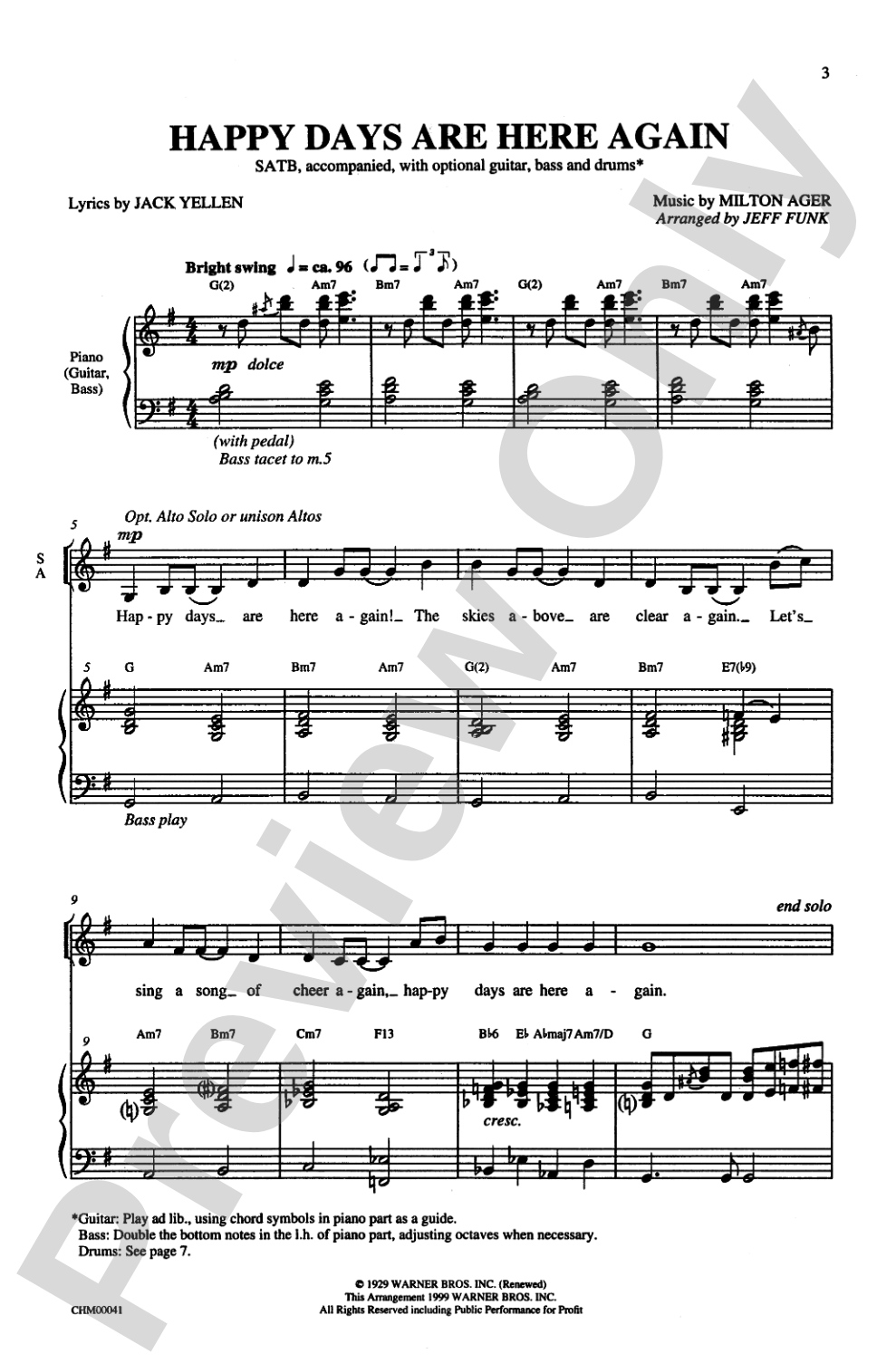 Happy Days Are Here Again: SATB Choral Octavo
