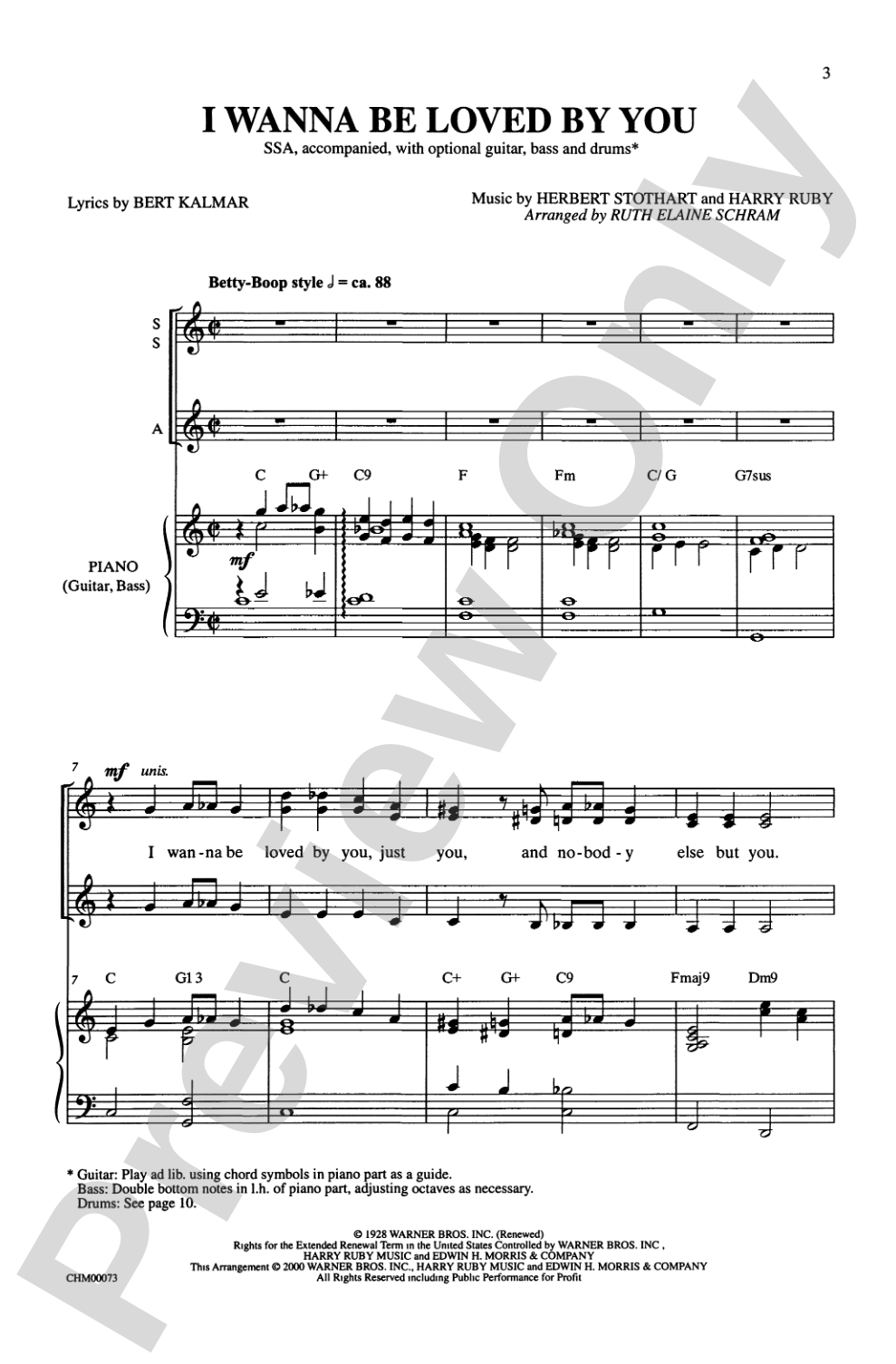 I Wanna Be Loved by You: SSA Choral Octavo