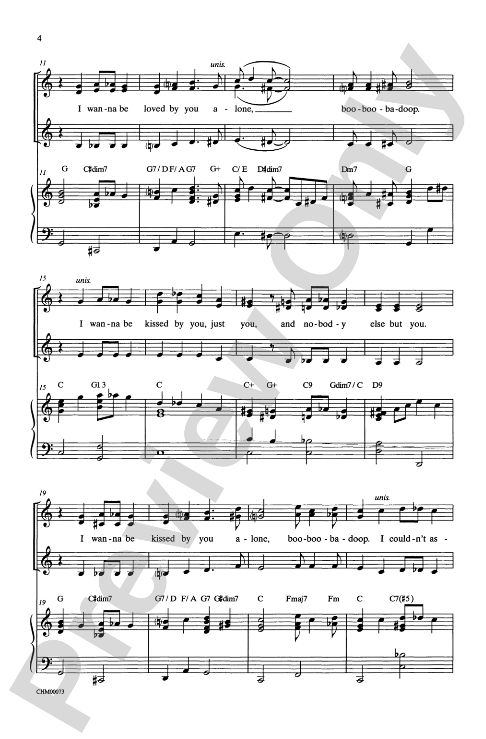 I Wanna Be Loved by You: SSA Choral Octavo