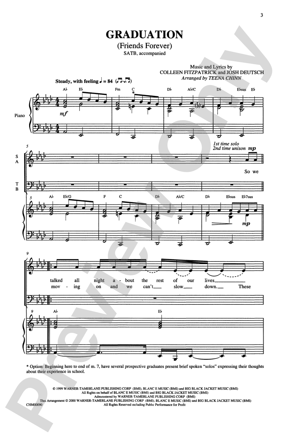 Graduation (Friends Forever): SATB Choral Octavo
