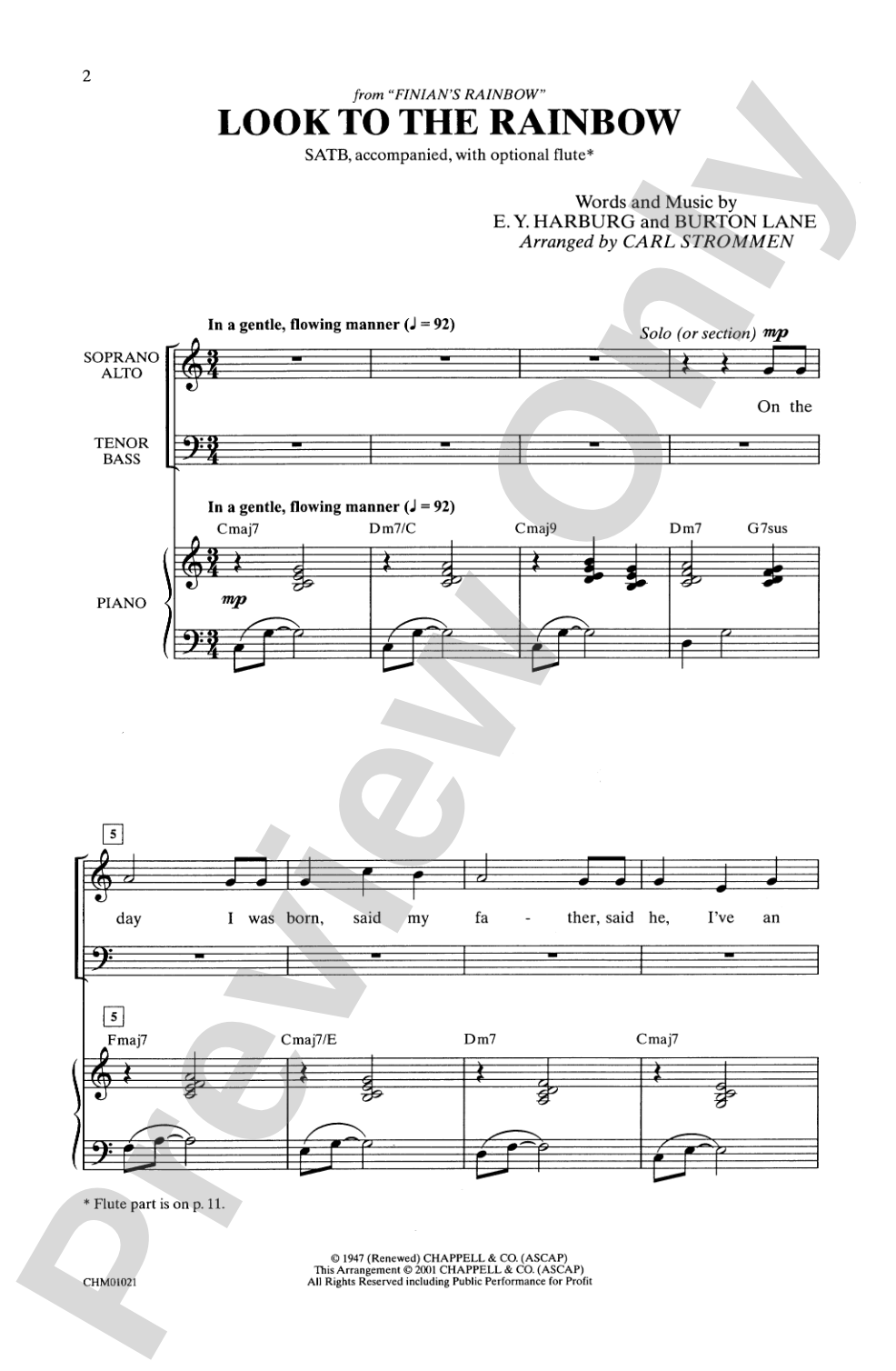 Look to the Rainbow (from <I>Finian's Rainbow</I>): SATB Choral Octavo