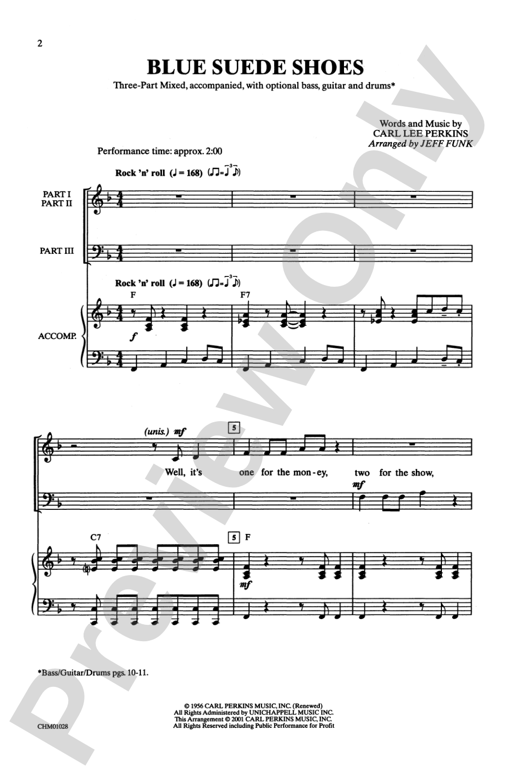 Blue Suede Shoes: 3-Part Mixed Choral Octavo