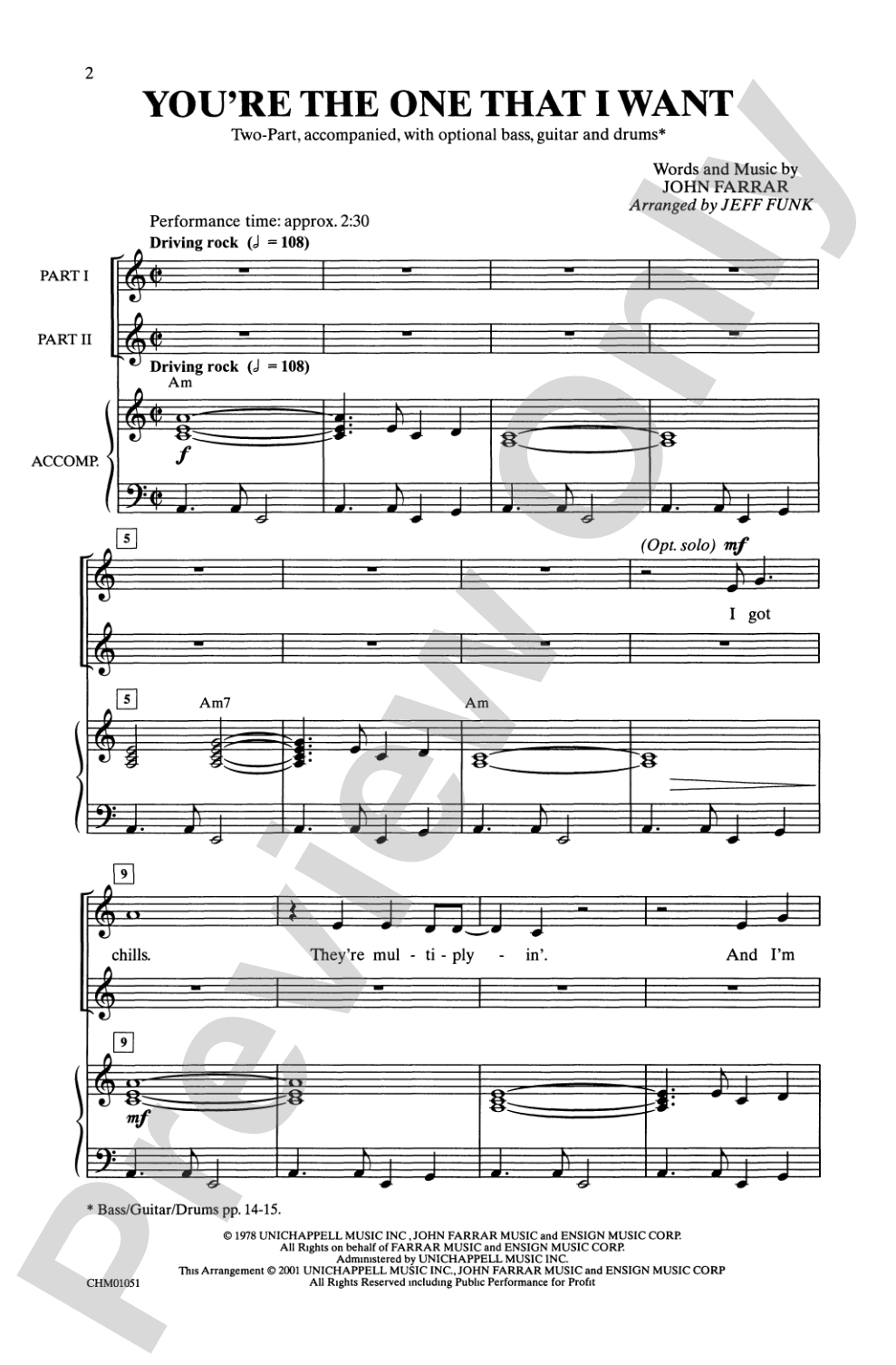 You're the One That I Want: 2-Part Choral Octavo