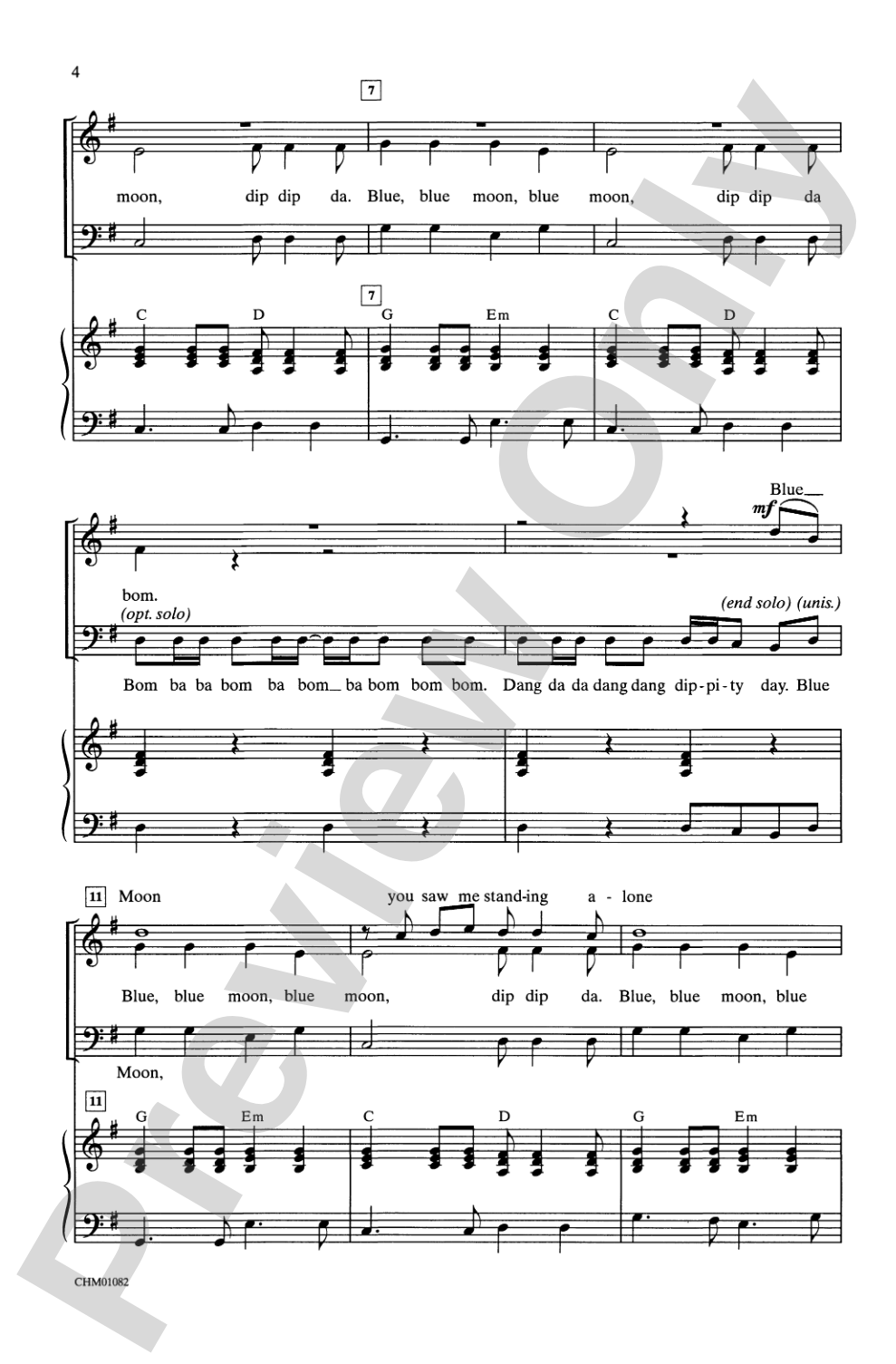 Blue Moon: SAB, <I>a cappella</I> Choral Octavo