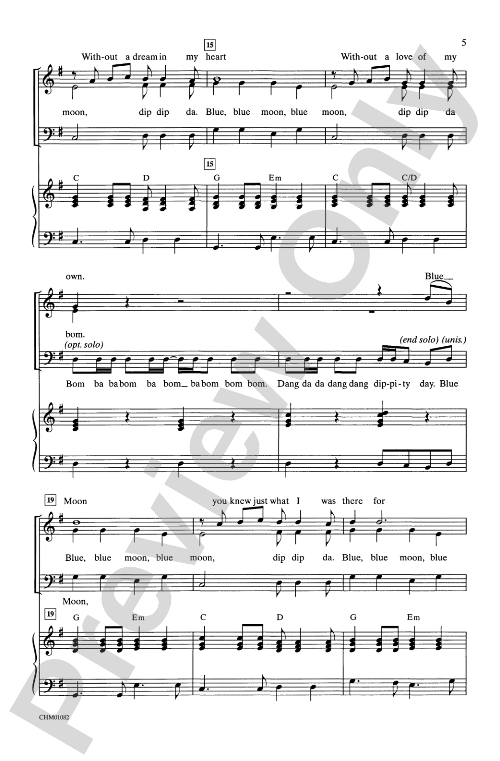 Blue Moon: SAB, <I>a cappella</I> Choral Octavo