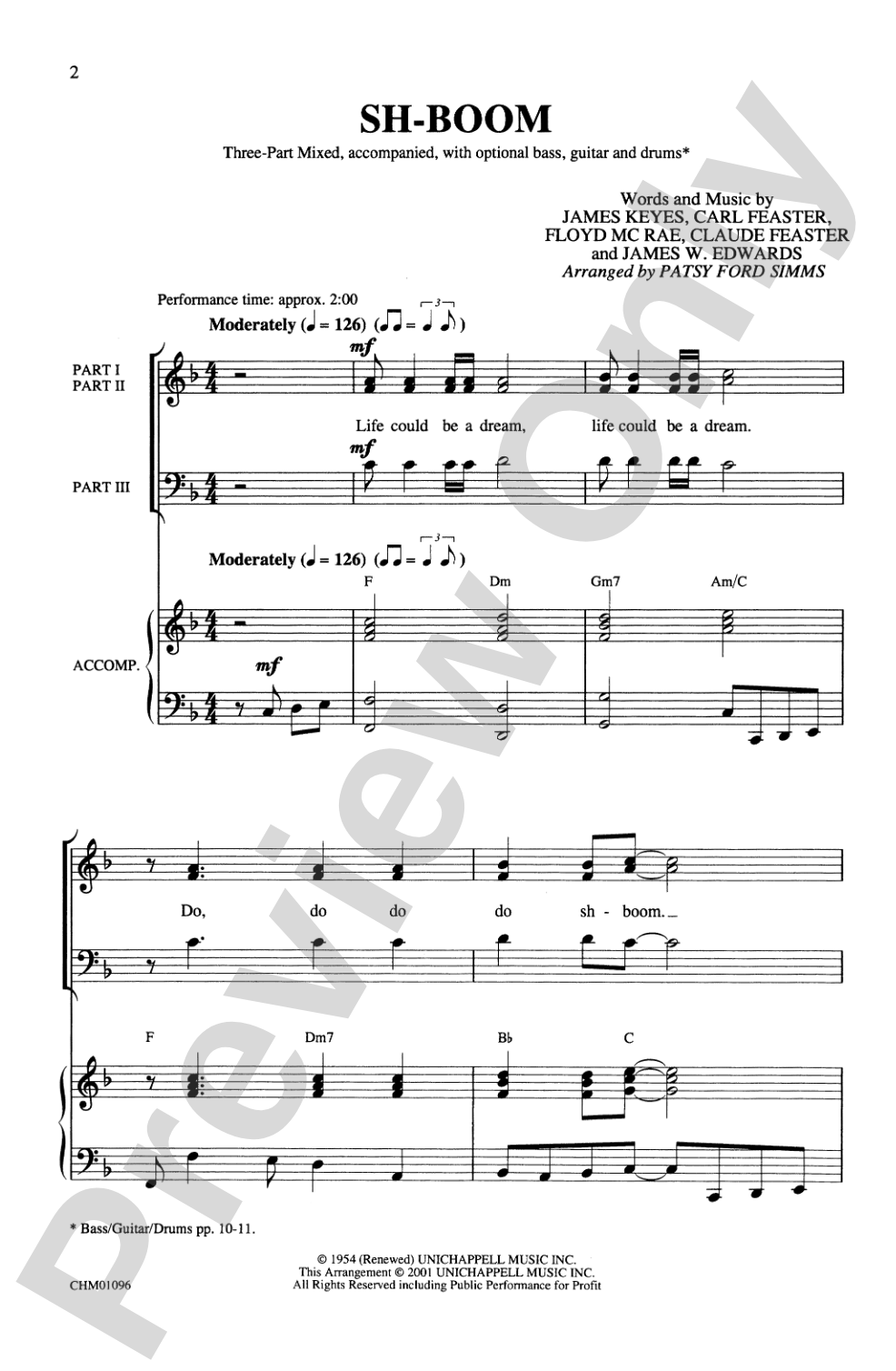 Sh-Boom: 3-Part Mixed Choral Octavo