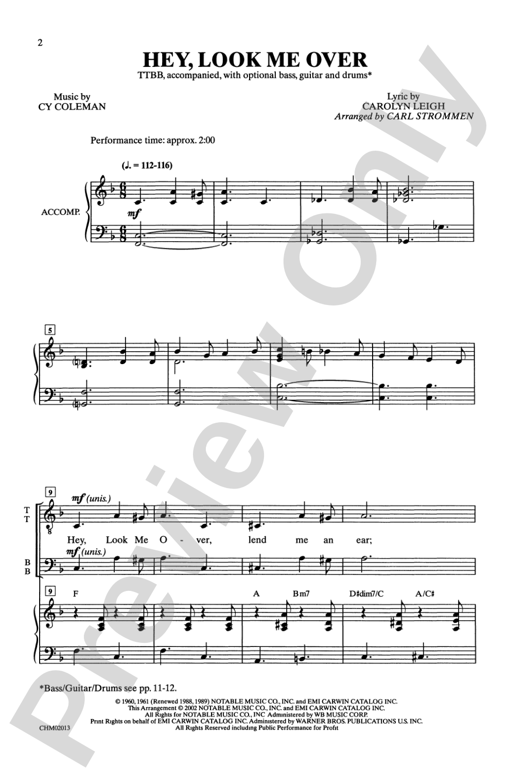 Hey, Look Me Over: TTBB Choral Octavo