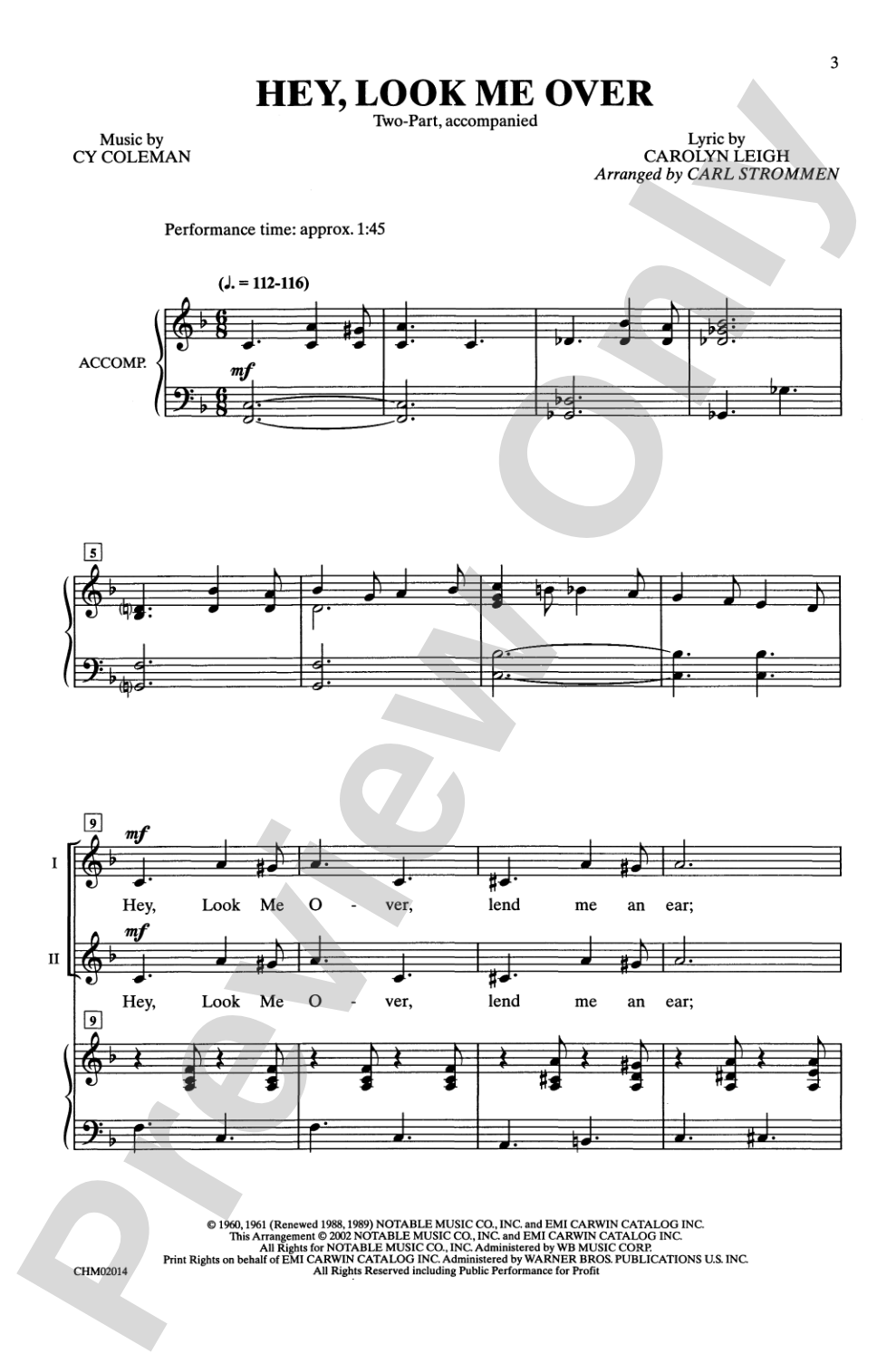 Hey, Look Me Over: 2-Part Choral Octavo