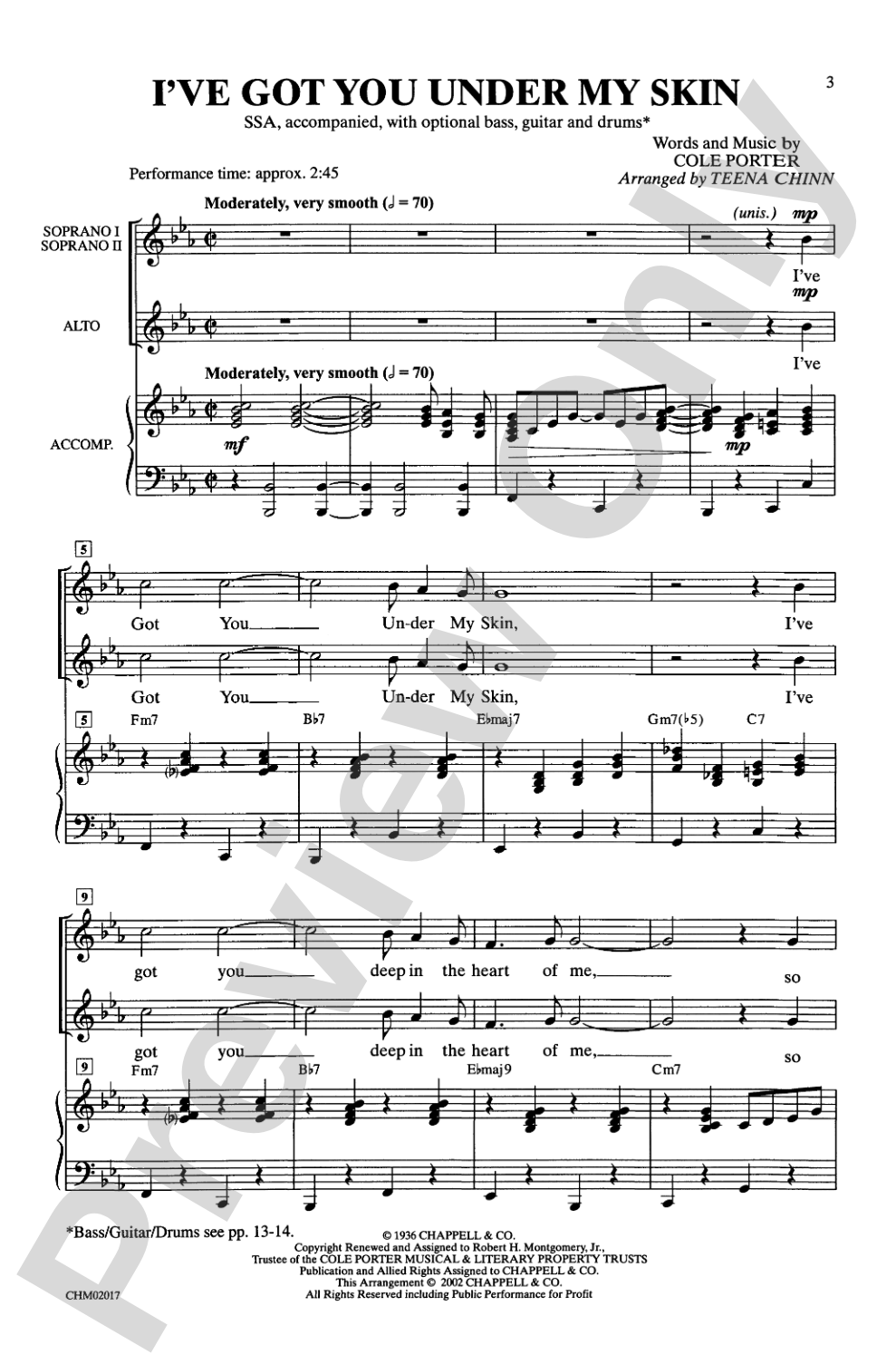 I've Got You Under My Skin: SSA Choral Octavo