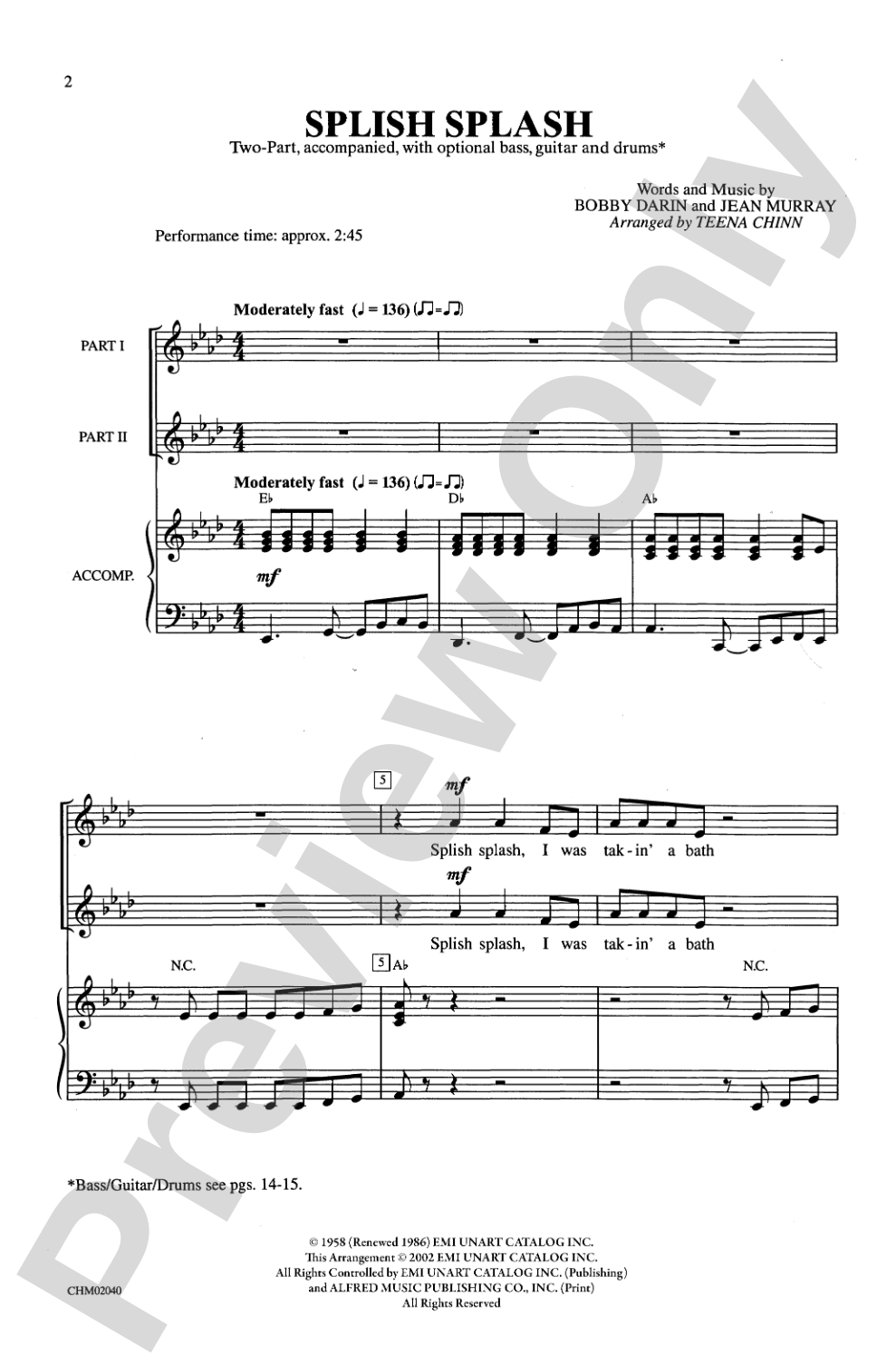 Splish Splash: 2-Part Choral Octavo