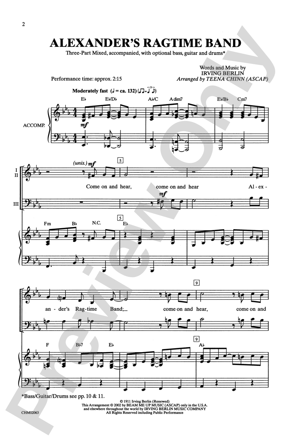 Alexander's Ragtime Band: 3-Part Mixed Choral Octavo