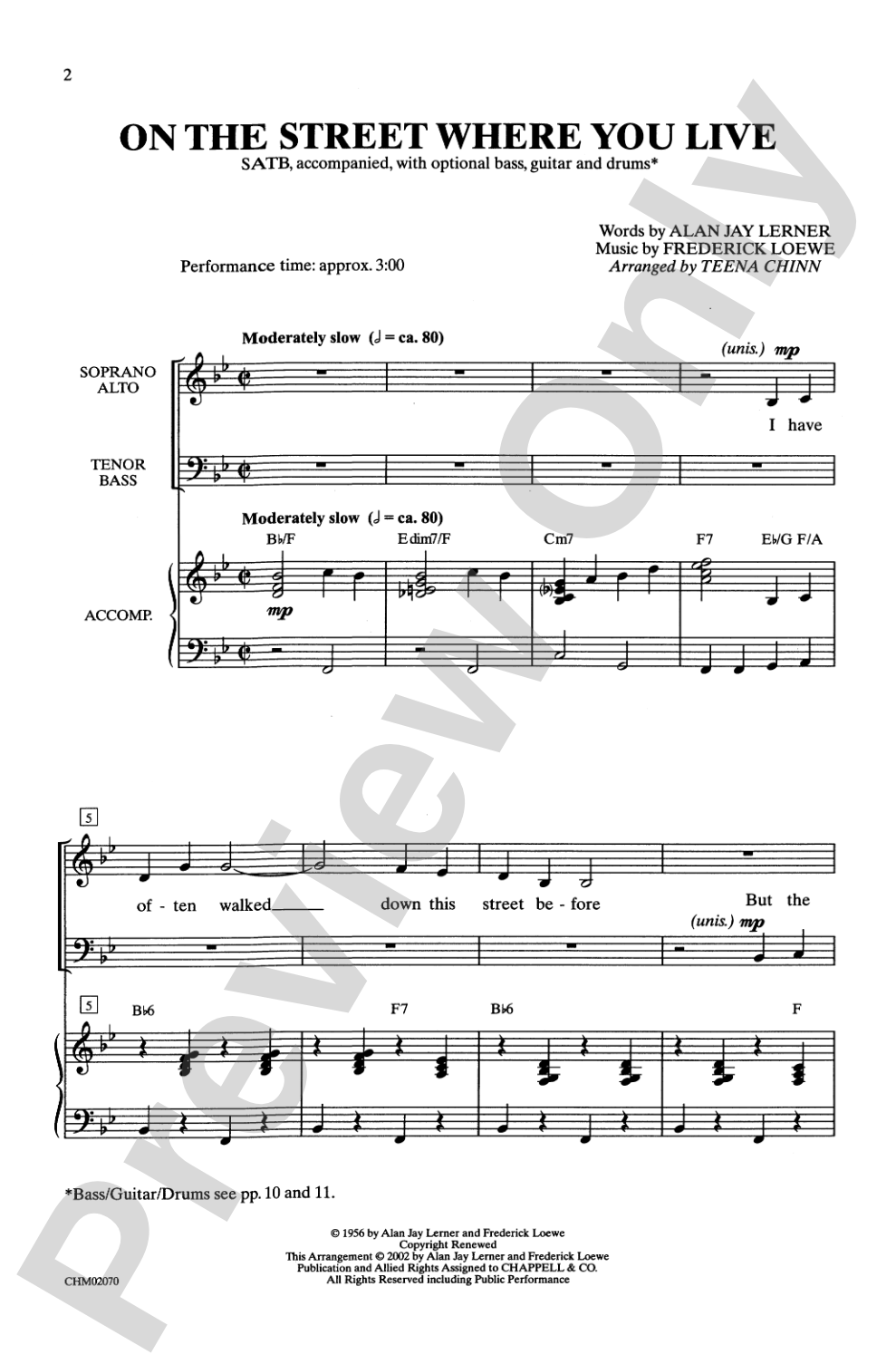 On the Street Where You Live: SATB Choral Octavo